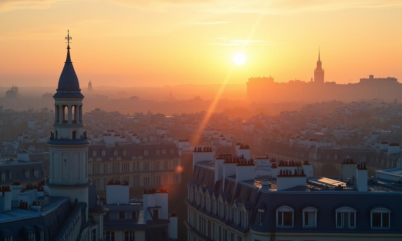Vue inspirante des toits de Paris au lever du soleil