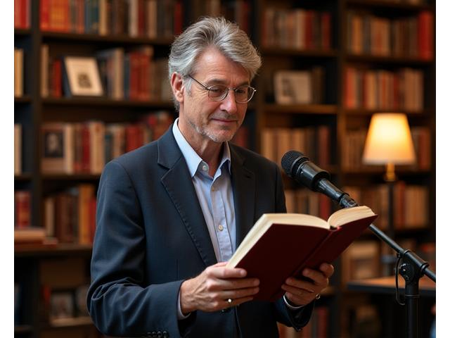Auteur lisant un livre